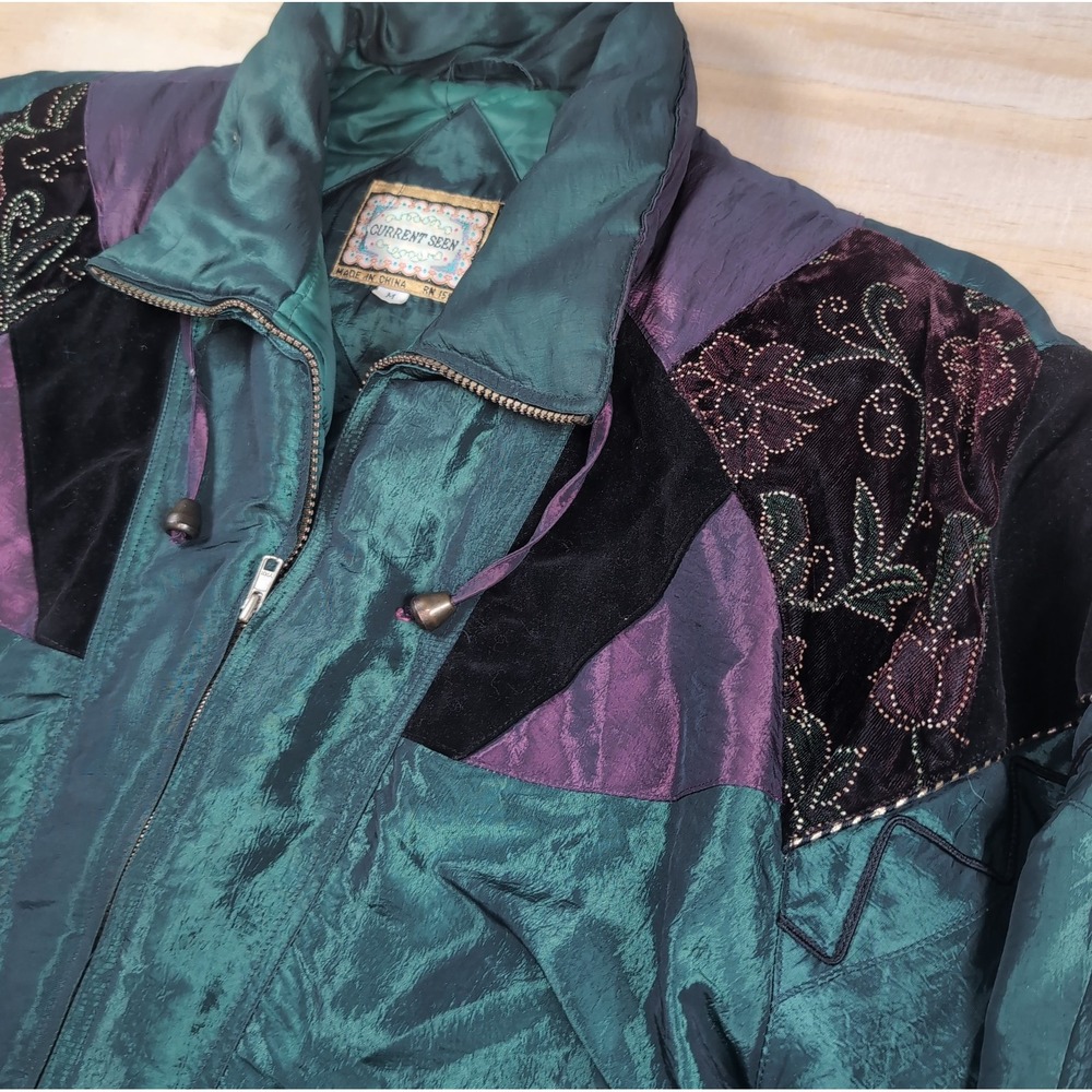 Vintage 80/90s Current Seen Iredecent Colorblock Puffer Coat Jacket Women's M